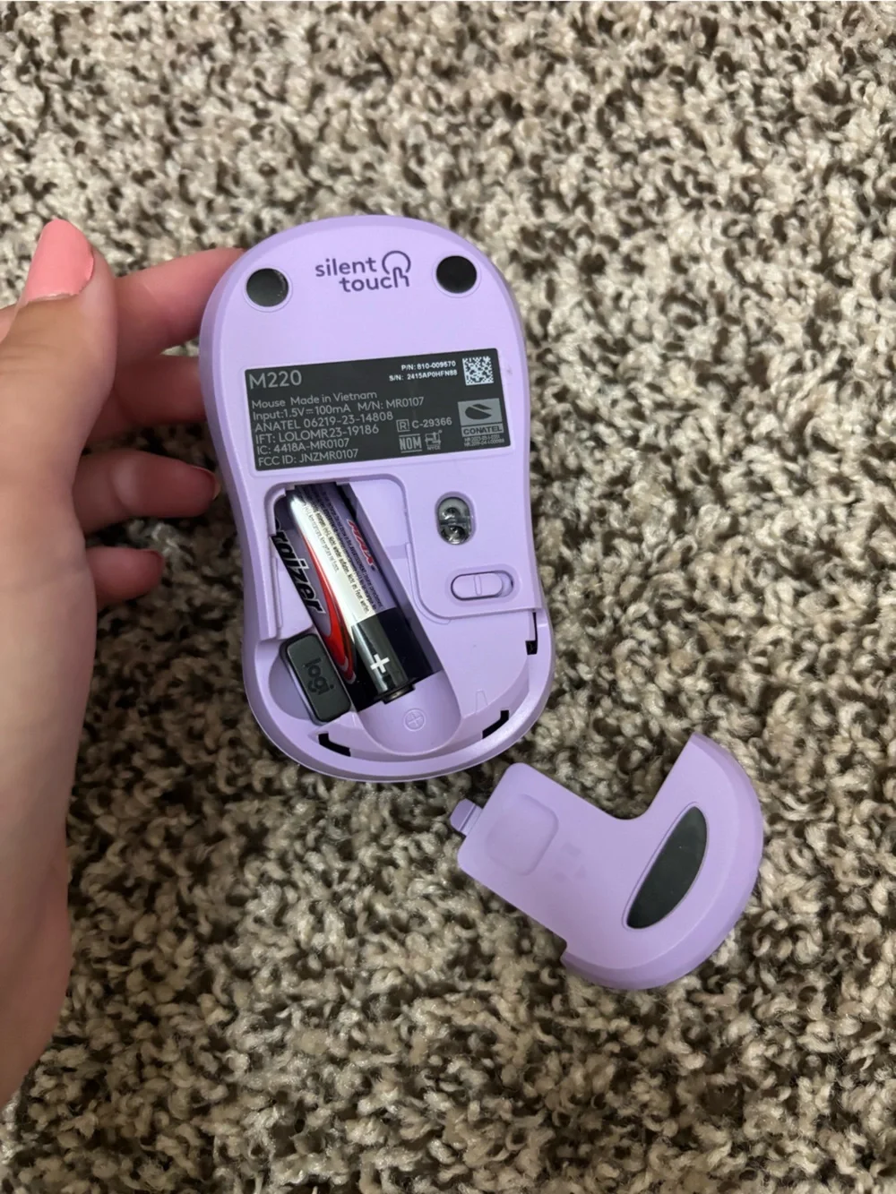Logitech Purple Wireless Mouse
